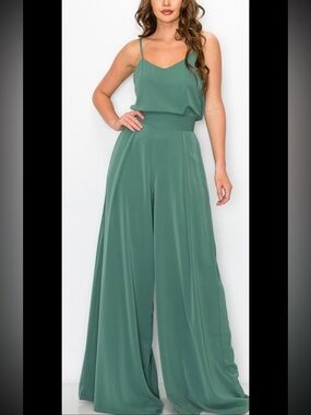 Sage Wide-Leg Jumpsuit with Spaghetti Straps
